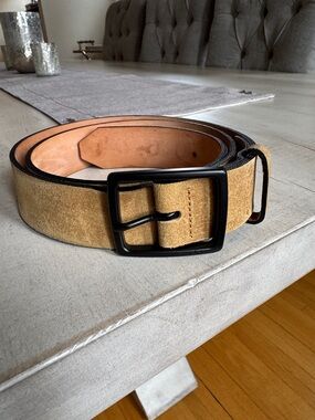 rag & bone Tan Suede Men's Belt with Black Buckle